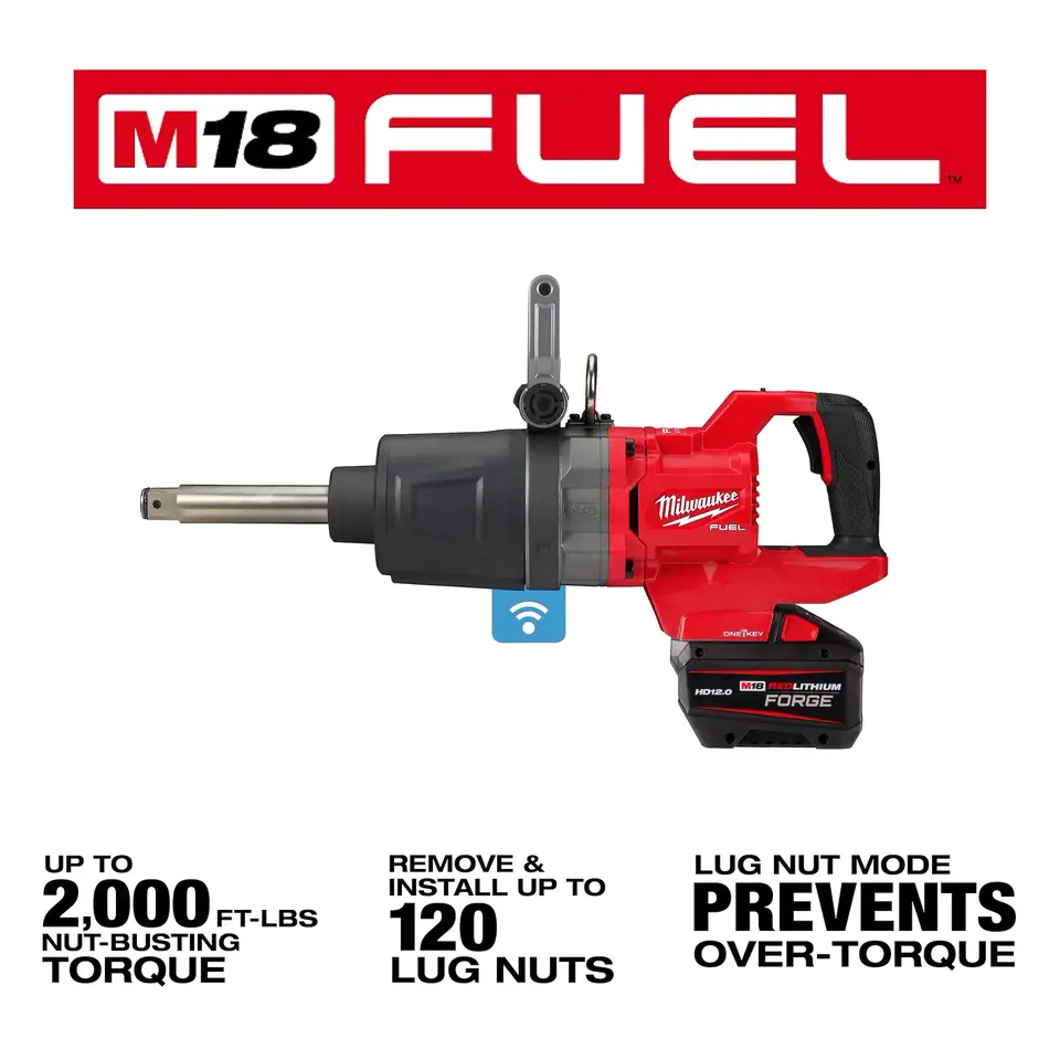 Milwaukee M18 FUEL 1 inch D-Handle Extended Anvil High Torque Impact Wrench feature graphic 5 of 10