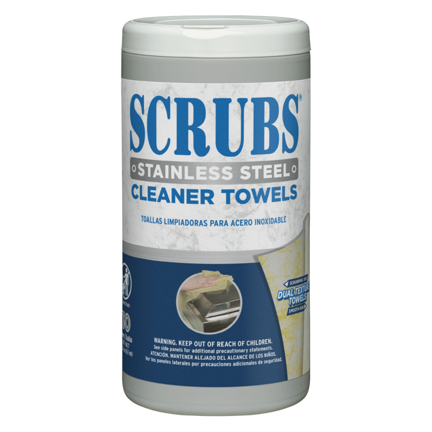 SCRUBS Stainless Steel Cleaner Towels canister