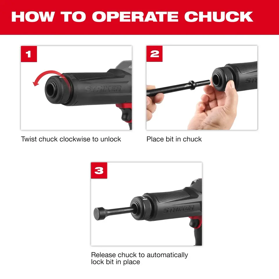 Milwaukee M18 FUEL STRIKER Hammer Chisel feature graphic 9 of 12