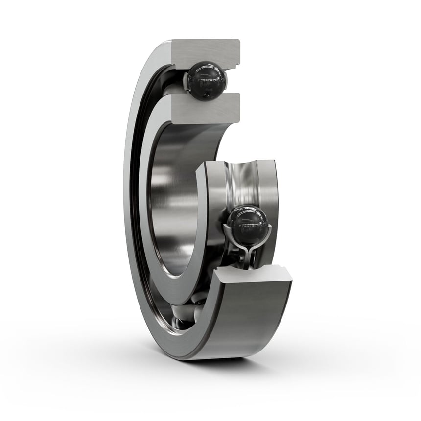 SKF CeraDrive hybrid ceramic bearing, cut-away view