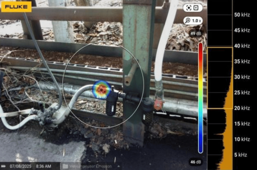 Air leak documented during a Loctite RX survey