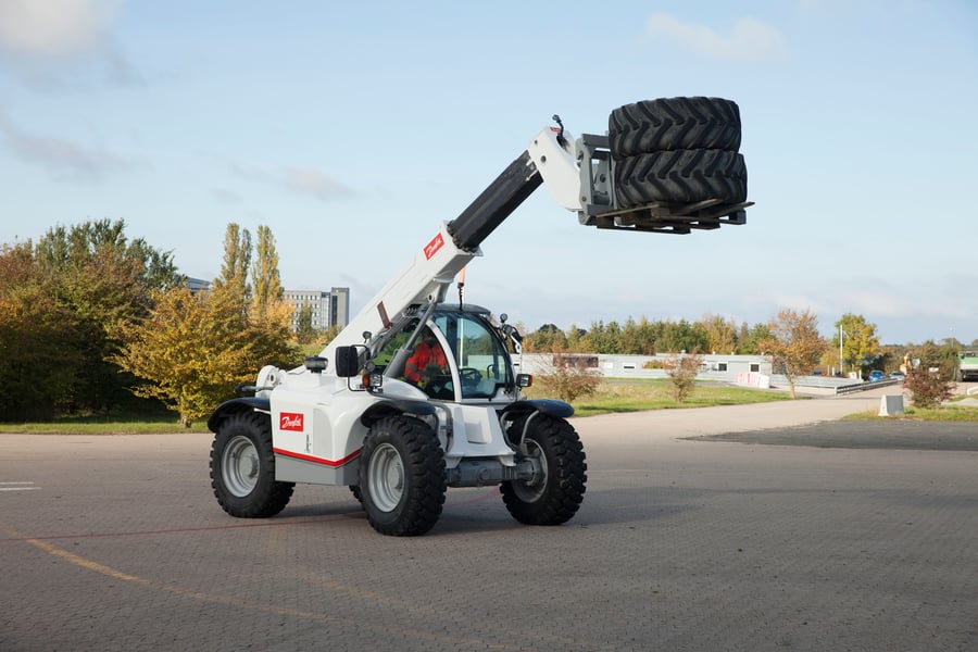 Telehandler working on a job site