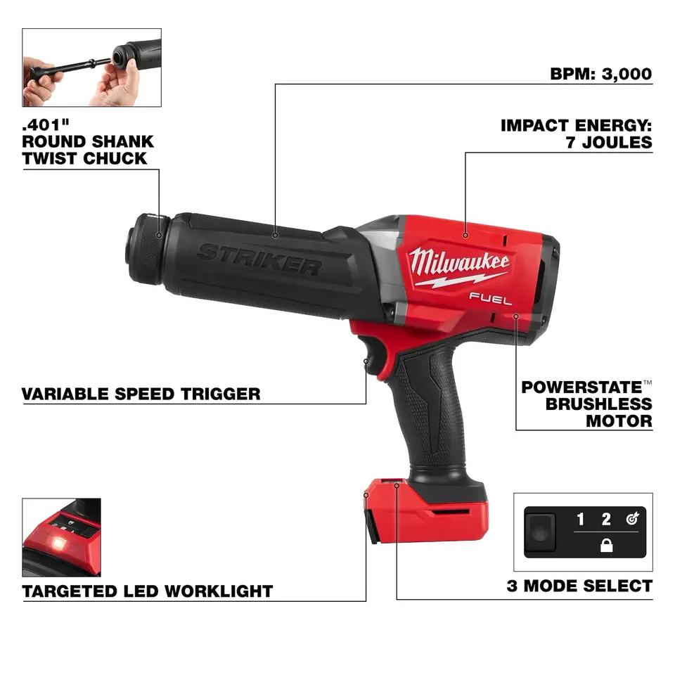 Milwaukee M18 FUEL STRIKER Hammer Chisel feature graphic 8 of 12