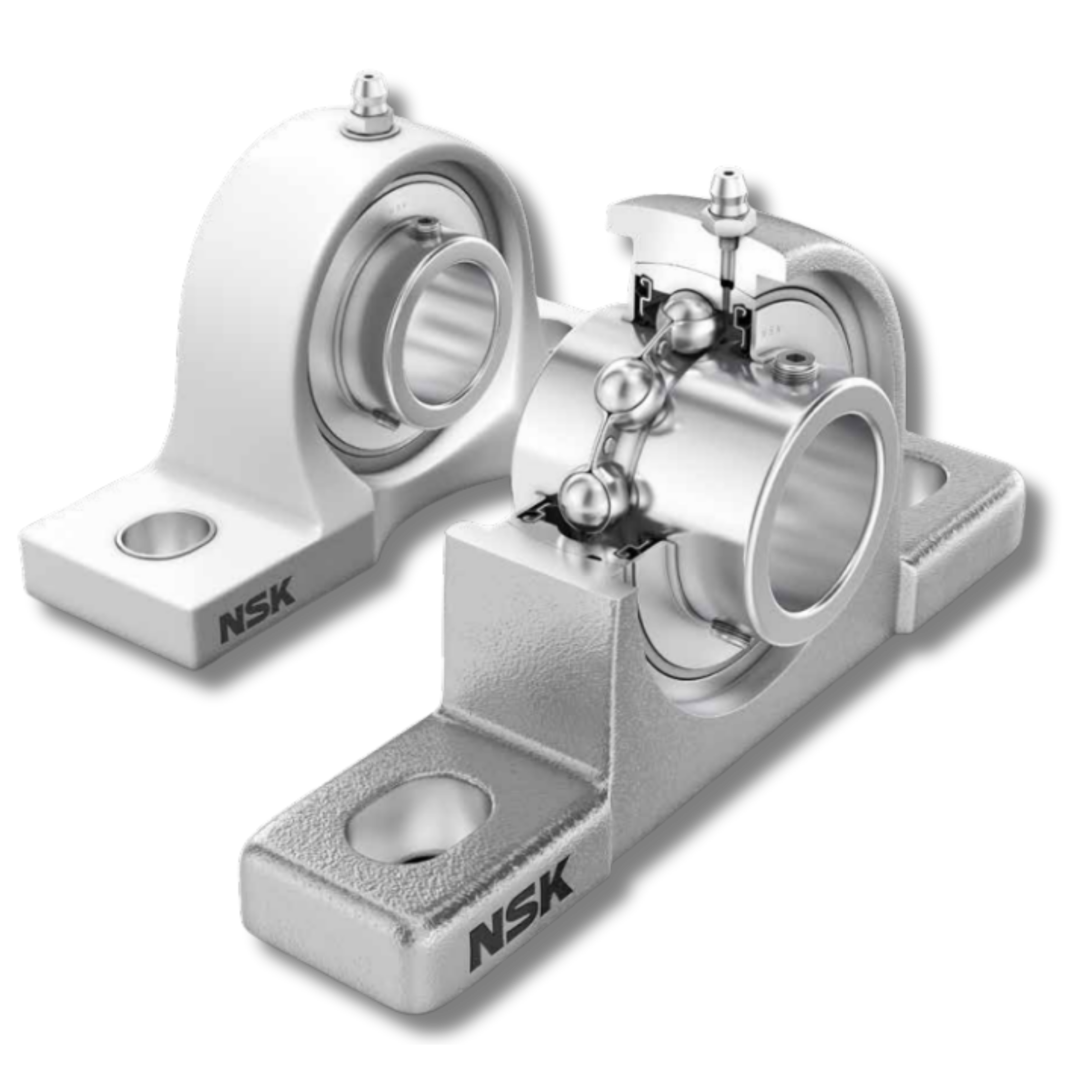 NSK corrosion-resistant mounted ball bearing units — stainless steel and thermoplastic series