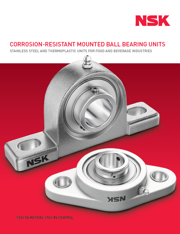 NSK Corrosion-Resistant Bearing Units — Product Spec Sheet