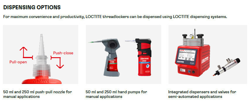Loctite threadlocker dispensing options