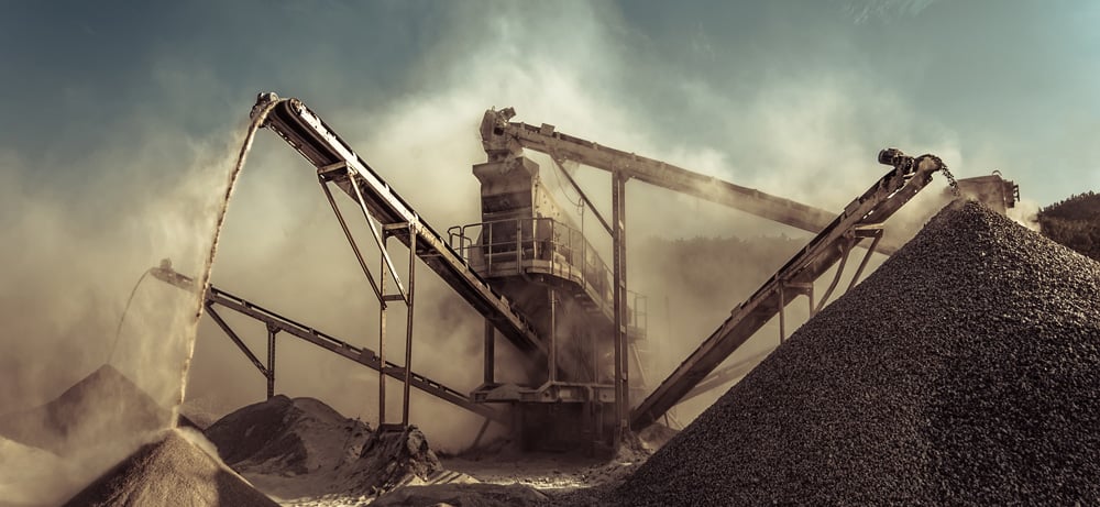 Aggregate mining operation where ARO pumps work